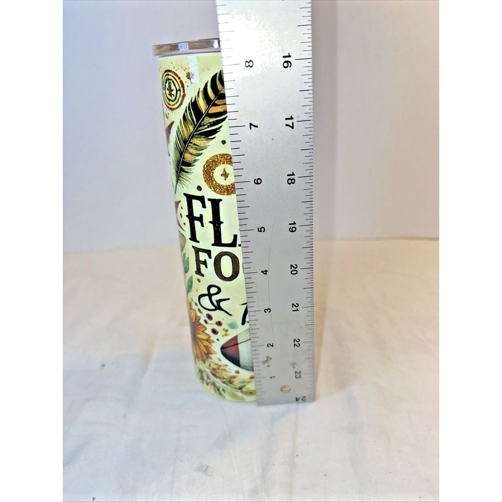 Fall Rustic Flannels Football 20oz Skinny Tumbler Travel Cup Insulated NWOT - Picture 9 of 10